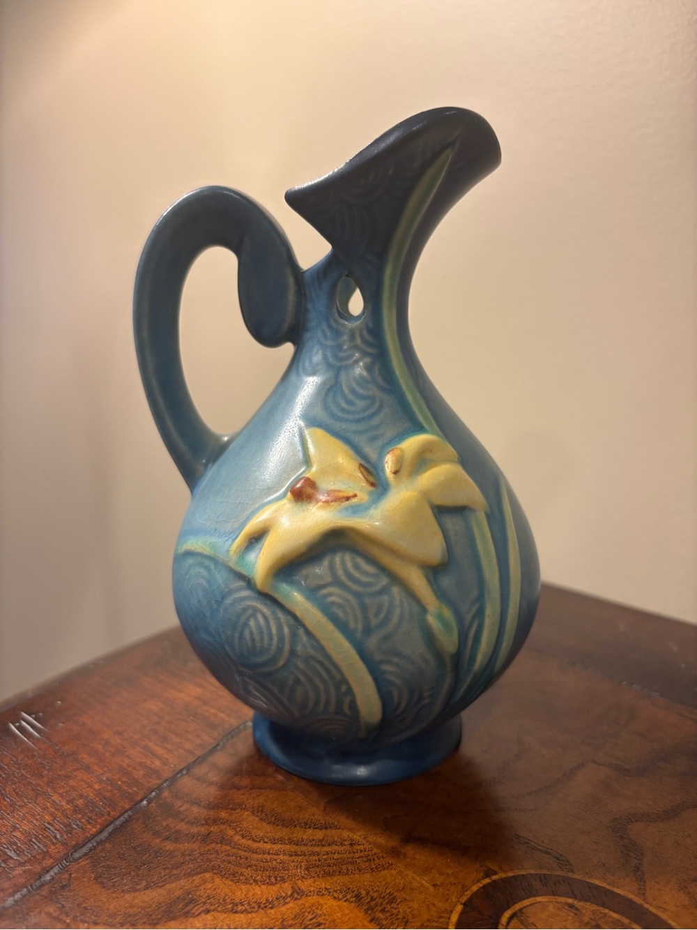 Roseville Blue Zephyr Lily Ewer